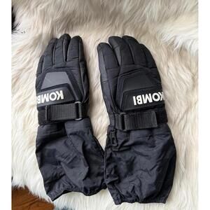 Kombi Black Winter Ski Gloves with Adjustable Wrist Strap